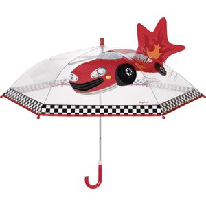 Playshoes - Paraplu voor kinderen - Raceauto - Wit en rood - maat Onesize