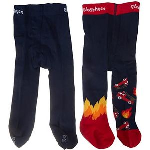 Playshoes Unisex kinderen brandweer set van 2 panty's, marineblauw, normaal