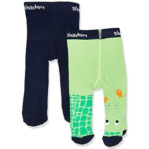 Playshoes Unisex kinderen krokodil set van 2 panty's, groen/marine, normaal