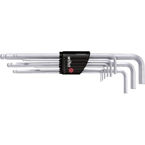 Wiha Stiftsleutelset In Compact Houder Zeskantkogelkop 9-delig Mat Verchroomd (01418) (WH01418)