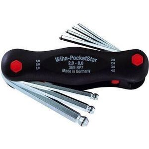 Wiha - Multitool PocketStar® Sechskant-Kugelkopf MagicRing 7-tlg., per Tastendruck schneller Zugriff, als Längs- und Quergriff einsetzbar, all-in-one