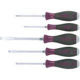 Wiha 5533HK5 Schroevendraaierset MicroFinish Sleufkop, Phillips met doorgaande zeskantkling en massieve stalen kap 5-delig - 29138