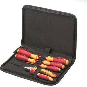 Wiha Gereedschapsset voor elektriciens met schroevendraaiers, diagonaalkniptang, 7-delig, incl. gereedschapskoffer (33969)
