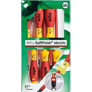 Wiha 3201 ZK6 6-delige SoftFinish SlimFix VDE Schroevendraaierset - Sleuf/Pozidrive