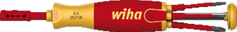 Wiha - Schraubendreher mit Bit Magazin LiftUp electric Schlitz, Phillips mit 6 slimBits (38610)