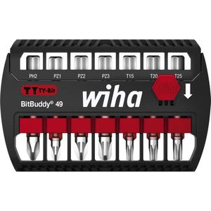 Wiha Juego de bits BitBuddy®, bits en TY de 49 mm Phillips, Pozidriv, TORX®, de 8 unid. de 1/4"" E6,3 (42116)