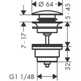 Hansgrohe - Afvoerplug - Chroom - Push Open - Geschikt voor Wastafels met Overloop