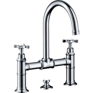 AXOR Montreux Waterkraan met 2 handgrepen, uitloop hoogte 220 mm met trekstang-afvoergarnituur, chroom