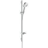 hansgrohe Raindance Select E doucheset 120 3jet EcoSmart 9 l/min met Unica'S Puro glijstang 90 cm en zeepschaal chroom, 26623000