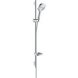 hansgrohe Raindance Select E doucheset 120 3jet EcoSmart 9 l/min met Unica'S Puro glijstang 90 cm en zeepschaal chroom, 26623000