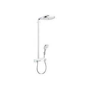 Hansgrohe Raindance Select E300 showerpipe: met Showertablet 300 opbouwkraan thermostatisch met handdouche 3jet en hoofddouche 3jet wit/chroom 27127400