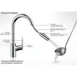 hansgrohe Focus M41 ééngreeps keukenmengkraan 240 met uittrekbare vuistdouche, 2 straalsoorten rvs-look