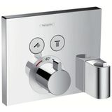 Hansgrohe Showerselect S Square thermostatische inbouw douchekraan met handdouchehouder 2 functies glanzend chroom