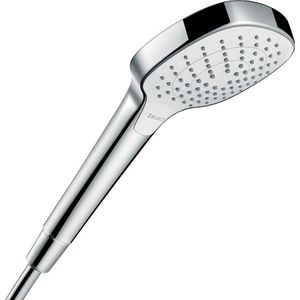 hansgrohe Croma Select E - Douchekop, rechthoekige Handdouche (110 x 110 mm) met 3 jets, met anti-kalk functie, wit/chroom