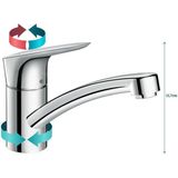 hansgrohe Logis M31 - Keukenkraan, 1 jet, Keukenmengkraan met uitloop hoogte 120 mm, Spoelbakkraan draaibaar, chroom