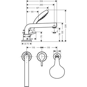 Hansgrohe - Talis S - 3-gats Badrandkraan - Glanzend Chroom - Messing