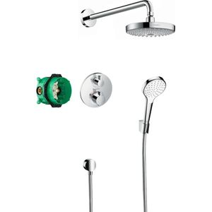 Hansgrohe Croma select s showerset compleet met ecostat s thermostaat chroom 27295000