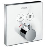 Hansgrohe 15738400 ShowerSelect glazen inbouwthermostaat, voor 2 functies, wit/chroom