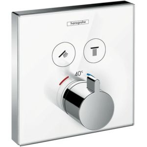 Hansgrohe ShowerSelect Glass afbouwdeel voor inbouw thermostaat met omstel voor 2 douchefuncties wit/chroom 15738400