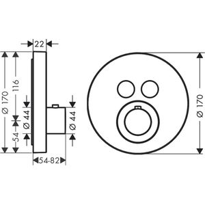 AXOR Showerselect afdekset thermostaat met stopkraan voor 2 functies chroom 36723000