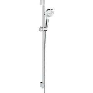 hansgrohe Crometta Brauseset 100 1jet EcoSmart 9 l/min mit Brausestange 90 cm Weiß/Chrom, 26539400
