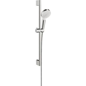 hansgrohe Crometta - Doucheset met Douchekop, Douchestang 65 cm, Doucheslang 160 cm en Douchekophouder, Handdouche met 2 jets, wit/chroom