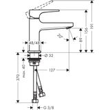 Hansgrohe - Metropol Einhebel-Waschtischmischer 100mm 5l/min Chrom Ausladung 127mm, Hebelgriff für Handwaschbecken mit Push-Open