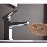 Hansgrohe - Metropol Einhebel-Waschtischmischer 100mm 5l/min Chrom Ausladung 127mm, Hebelgriff für Handwaschbecken mit Push-Open