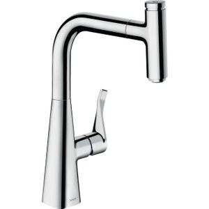 Hansgrohe Metris Select keukenkraan 240 met uittrekbare 150° draaibare uitloop m. Select knop v. pauzefunctie chroom 14857000