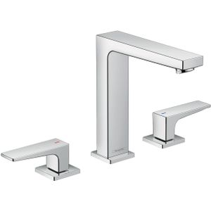 Wastafelmengkraan Metropol HansGrohe 3-Gats 160 met Rechte Greep en Push-Open Afvoer Chroom