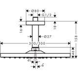 hansgrohe Raindance E hoofddouche 300 1jet met plafondaansluiting chroom, 26250000