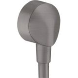 Hansgrohe Fixfit muuraansl.bocht E zo/terugslagklep brush black chr