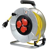 Kabeltrommel - 40 m - Verzinkt Staal - Met 3 Stopcontacten