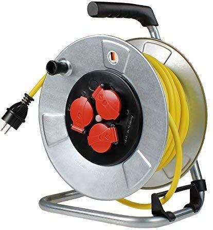 Kabeltrommel - 40 m - Verzinkt Staal - Met 3 Stopcontacten