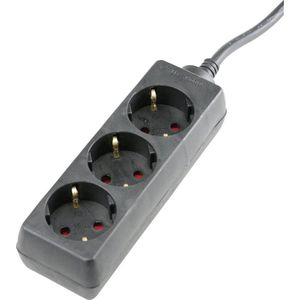 Stekkerdoos - Zwart - Kunststof - 3-voudige met Hoekstekker