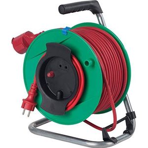 as - Schwabe 12236 Kabelhaspel voor Grasmaaier met 25 meter Rubberen Slanglijn, IP44, 230 V/16 A, Rood Groen