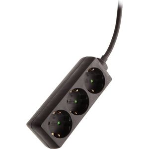 Stekkerdoos - Zwart - Kunststof - 3-voudige met Aanraakbescherming