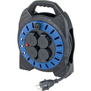 Kabelhaspel - 15 m - H07RN-F 3G1,5 - Zwart - IP44 - Made in Germany