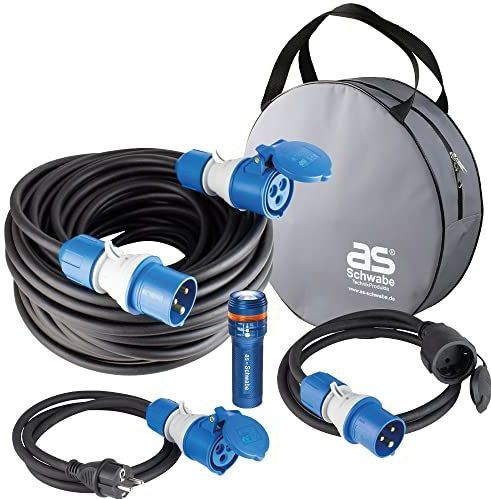 Verlengkabel Set - 25 m en 2 x 1,5 m - H07RN-F 3G2,5 - Geaarde Stekkers