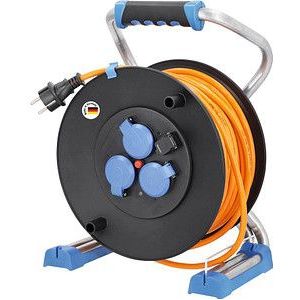 As - Schwabe Kabelrol - Oranje - Kunststof - 50 m - 3 Schuko-dozen