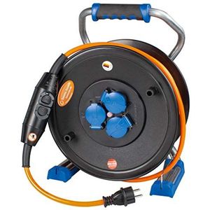 as - Schwabe Xperts PRCD-S Kabeltrommel mit 40 m Baustellenleitung orange – Verlängerungskabel-Trommel mit 3 Schutzkontakt-Steckdosen – IP44 – Made in Germany – Schwarz I 23829, 3500 W