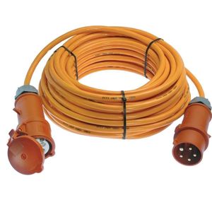 as - Schwabe 59626 CEE-Verlängerung 400V / 32A, 10 m H07BQ-F 5G4, IP44 Gewerbe, Baustelle, orange