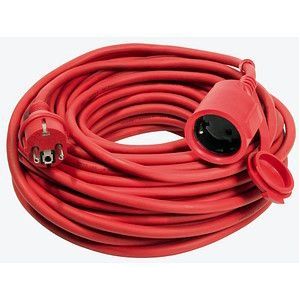 as - Schwabe 60265 Rubberen Verlengkabel met Beschermende Contactspoel Plug, IP44, 230 V/16 A, 50 meter Kabellengte, Rood