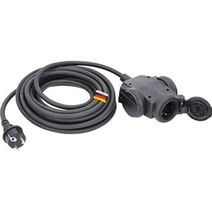 AS SCHWABE Gummi Schutzkontaktverlängerung 3-fach, 4,5 m, 3x1,5 mm², schwarz