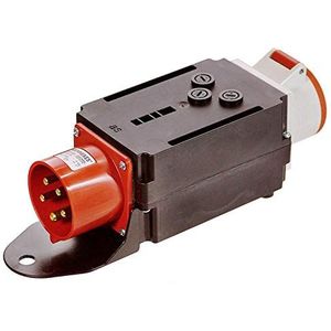 as - Schwabe MIXO Adapter / Stromverteiler BREG – CEE-Stecker auf CEE-Steckdose mit Absicherung – Robuster Baustellen Starkstrom-Verteiler – Made in EU- IP44 I 60532