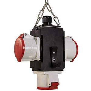 as Schwabe - MIXO Energiewürfel V - Hänge-Verteiler - Zwart - 3 CEE-Steckdosen 5-polig - 400 V - 32 A - IP44