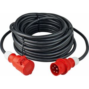 as - Schwabe Starkstormverlängerung – 400 V / 32 A CEE-Stecker & CEE-Kupplung – IP44 – 5 m Verlängerungsleitung 5-polig inklusive Schutzkappe – IP44 – Made in Germany – Schwarz I 61305