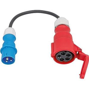 as – Schwabe adapterkabel - CEE-stekker 230V/16A/3-polig naar CEE-koppeling 400V/16A/5-polig - 0,3 m H07RN-F 3G2,5 zware rubberen slang - IP44 spatwaterdicht, 61374