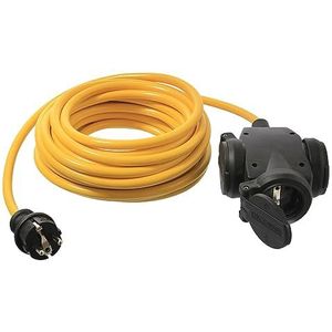 as - Schwabe Verlengkabel 25 m, K35 N07V3V3-F 3G2,5 kabel, geaarde stekker & driewegkoppeling incl. beschermkap – 230 V / 16 A verlengkabel – IP44 – oranje I 61459