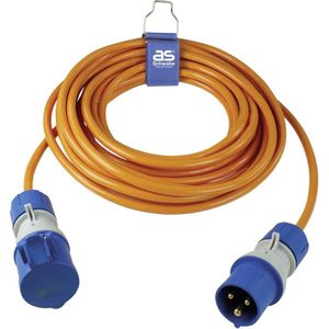 as - Schwabe Camping verlengkabel 10 m - 230 V / 16 A / 3-polig - CEE-stekker met spanningsweergave - CEE-koppeling met klapdeksel - verlenging voor camper - Made in Germany - IP44, 62432